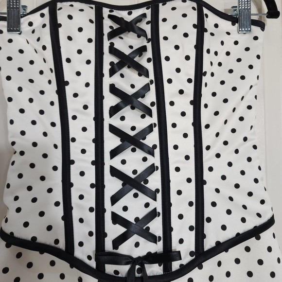 Jessica Mcclintock Gunne Sax Dress White Polka Dot Tea Corset Evening Gown Vtg 4 - Picture 4 of 10